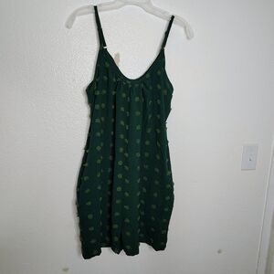 Buauty Women's Green Sleeveless Loose Adjustable Strap Romper with Pockets Sz S